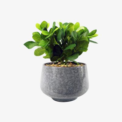 The Range Ceramic Tall Blue Planter Artificial Green Mosaic Plant - Green