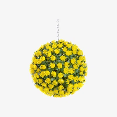 The Range Best Artificial 23cm Yellow Rose Hanging Basket Flower Topiary Ball - Yellow
