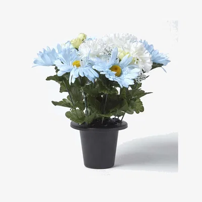 The Range Homescapes Baby Blue and White Artificial Flowers in Grave Vase - Baby blue,  cream and white