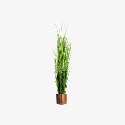 The Range Artificial Extra Large Grass Plant Copper Metal Plater - Green
