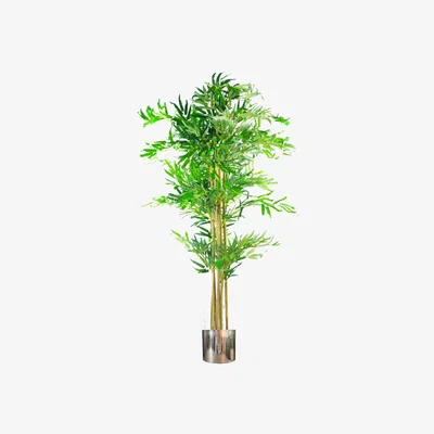 The Range Realistic Artificial Bamboo Plants Trees - XL Silver Metal Planter - Green