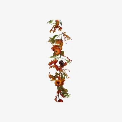 The Range Autumnal Floral Large Pumpkin Garland - Orange