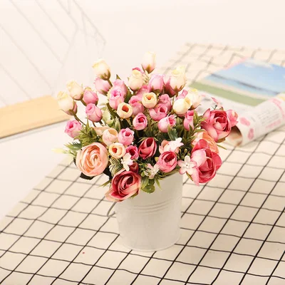 The Range Artificial Silk Rose Spray - Pink