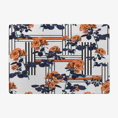 The Range Geometric Lines  Flowers Rug - Orange / 110cm