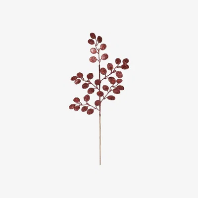 The Range Glitter Eucalyptus Artificial Stem - Burgundy