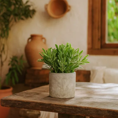 The Range Buxus Artificial Plant in Stone Effect Pot - Green