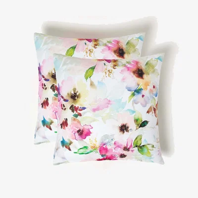 The Range Multicolour Flowers Outdoor Cushion 45 x 45 cm, Set of 2 - White