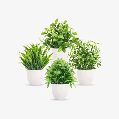 The Range 4pcs Mini Artificial Potted Plants for Decor - White