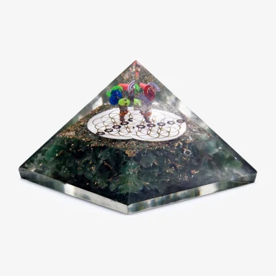 The Range Green Aventurine Orgonite Pyramid with Flower of Life, Energy - Green