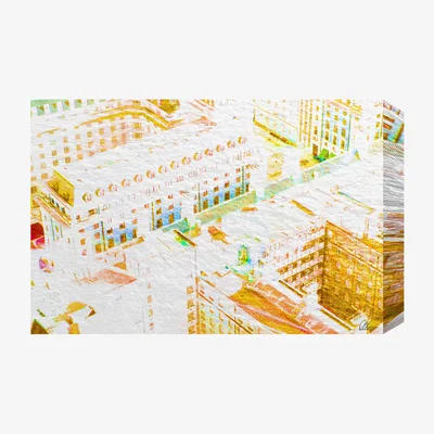 The Range London Roof Tops Orange Graphic Art on Canvas - Orange / 46cm