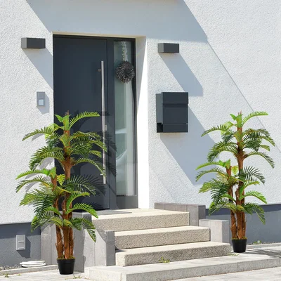 The Range Set of 2 Artificial Palm Tree Potted Fake Plant for Decor 150cm - Green