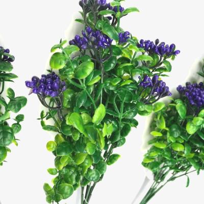 The Range Pack of 3 Faux Purple Berry Bush Plants with Green Foliage - Purple