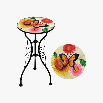 The Range Mosaic Garden Table Flowers and Butterfly Design Outdoor CoffeeTable - Yellow