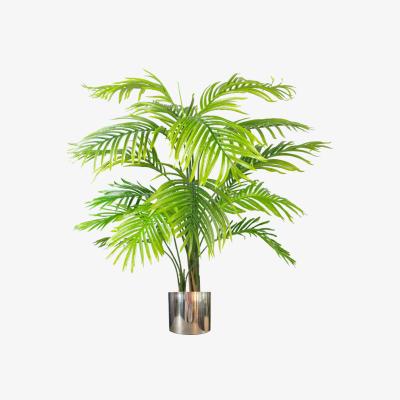 The Range Artificial Areca Palm Tree - Realistic Silver Metal Planter - Green