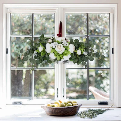 The Range Artificial Flower Garland Silk Rose Leaf Hanging Arch Door Wall Decor 70cm - White