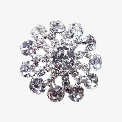 The Range Pack of 10 Decorative Flower Diamante Embellishments with Large Centre Crystal - Silver
