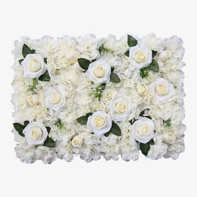 The Range Artificial Flowers Wall Panels - Tibet Roses with Green Leaves