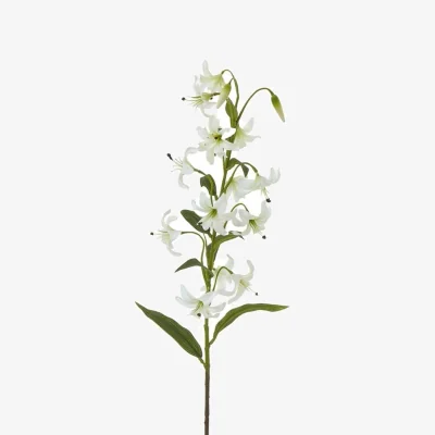The Range Turks Cap Green Lily Spray Artificial Flower Stem - White