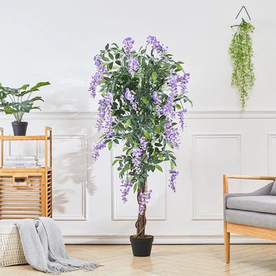 The Range Artificial Realistic Blossom Tree Bean Flower in Pot - Black