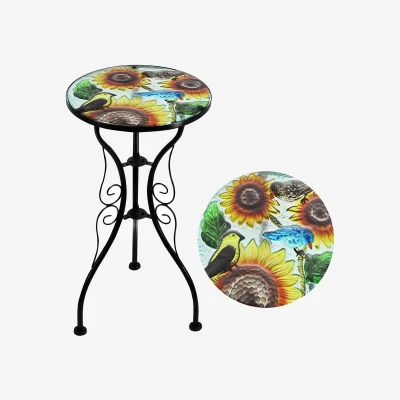 The Range Mosaic Garden Table  Sunflower Design Outdoor Patio Coffee - Yellow
