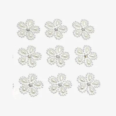 The Range Pack of 12 Flower Pearl AB Embellishments - WHITE