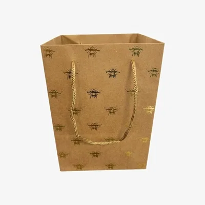 The Range Kraft Flower Bag with Gold Bees 10 Pack - Brown