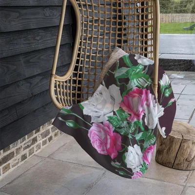 The Range Pattern Of Pink And White Flowers Blanket - Black
