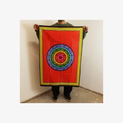 The Range Rainbow Flower of Life Wall Art - 70x110cm Cotton Decor - Multi
