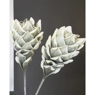Teddy Beau Deco Home Grey Foam Single Protea Stem Flower
