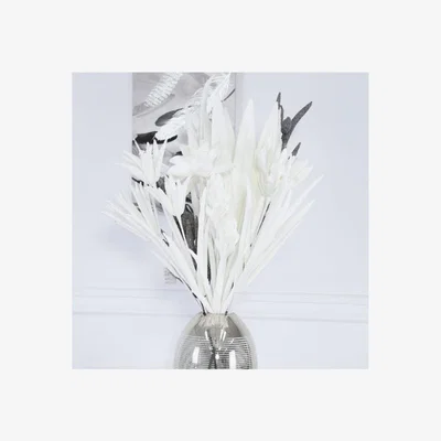 Teddy Beau Deco Home Glittery White Foam Spiky Flower