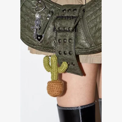 Urban Outfitters UO knitted Cactus Keyring - Green at Urban Outfitters