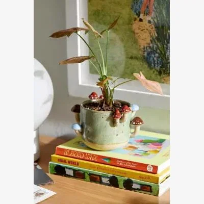 Urban Outfitters Sprouting Mushroom Planter - Green ALL at Urban Outfitters