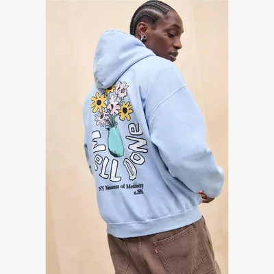 Urban Outfitters UO Blue Well Done Flowers Hoodie - Blue 2XL at Urban Outfitters