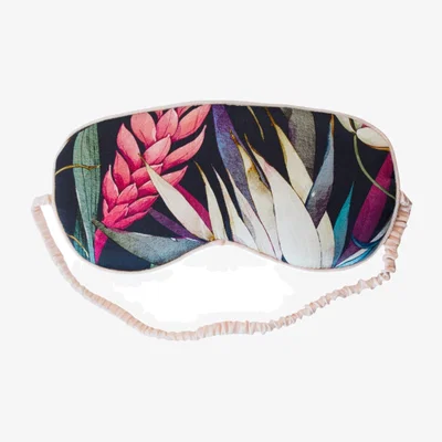 Wolf & Badger Black / Pink / Purple Flowers Of Evil Silk Eye Mask | One Size | Atelier Noitē