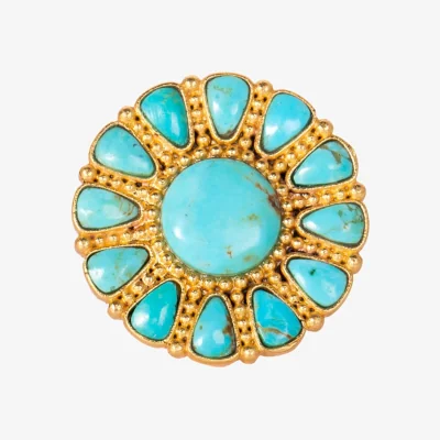 Wolf & Badger Women's Blue Wild Flower Ring In Turquoise | Christina Greene