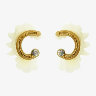 Wolf & Badger Women's Neutrals Handmade Acrylic Earring Flower Ella Cream | Gissa Bicalho