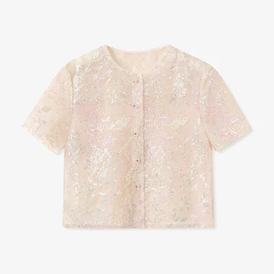 Wolf & Badger Women's Embroidery White Flower Vest Top Cream Pink Wedding Guest | Xxs | Wjy Studio London