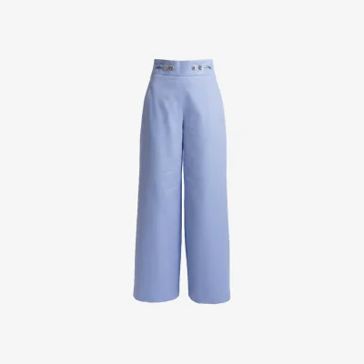 Wolf & Badger Women's High Waist Cotton Trouser In Cornflower Blue - The Claudia | Small | Vaai