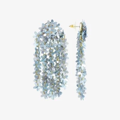 Wolf & Badger Women's Blue Earrings Fleur Sequin Flower Rain | Lott. Gioielli
