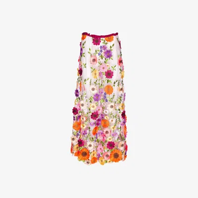 Wolf & Badger Women's Celestial Orange Fizz - Skirt Of Cascading Flowers On Mess | S/M | Harlow Loves Daisy