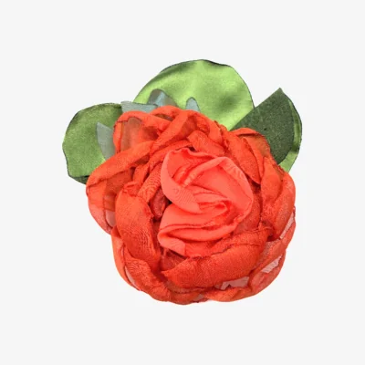 Wolf & Badger Women's Green / Red Silk Red Flower Brooch | Bellus Domina