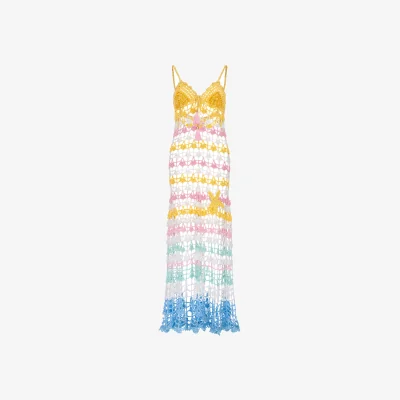 Wolf & Badger Women's Flower Marine Handmade Maxi Crochet Dress | Extra Large | Andreeva