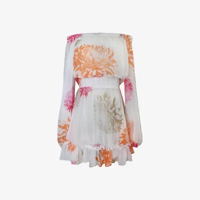 Wolf & Badger Women's White / Pink Chelsea Dress Flower Print | Extra Small | Ak Royalty Resortwear