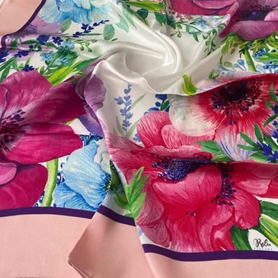 Wolf & Badger Women's Windflowers Silk Scarf | Ralufineart