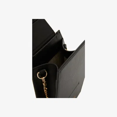 Wolf & Badger Women's Cactus Leather Crossbody Phone Bag Black | Mianqa