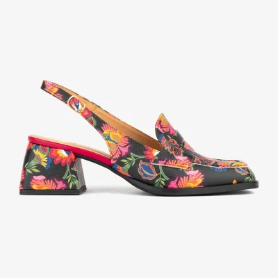 Wolf & Badger Women's Diana - Black & Red Flowers | 4 Uk | Embassy London Usa