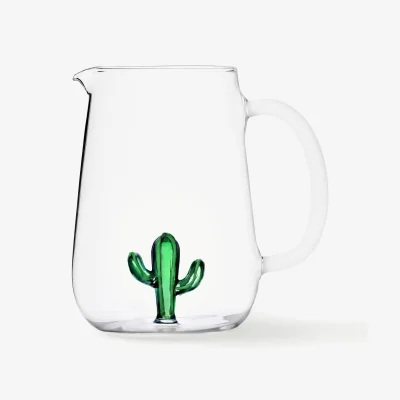 Westwing Handmade Borosilicate Pitcher Cactus, 1.7 L