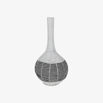 Amara Source - White Calabash Vase With Horizontal Stripe - Large