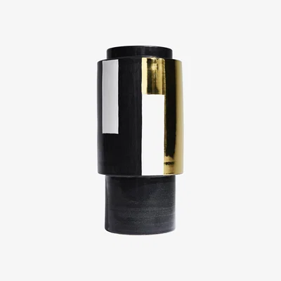Amara Greg Natale - Grace Ceramic Vase - Metallic/Black/White - Large