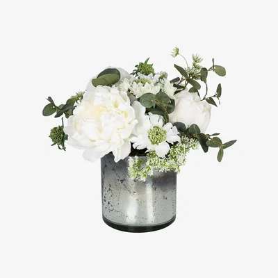 Amara rtfact - Peony Mix Arrangement In Silver Glass Vase